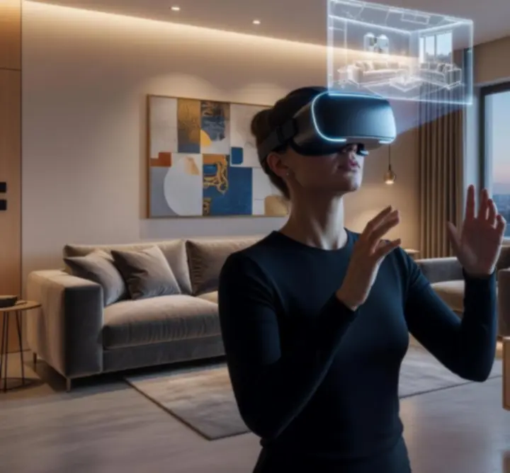 Wirtualny spacer 3D po mieszkaniu na ekranie tabletu